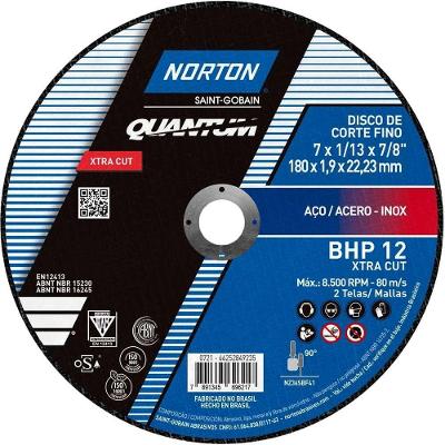 Disco Corte 180mm X 1,9mm X 22,2 Mm Bhp-xtra Cut Para Aço Inox Alta Performance 66252849235,norton Ostenvonder