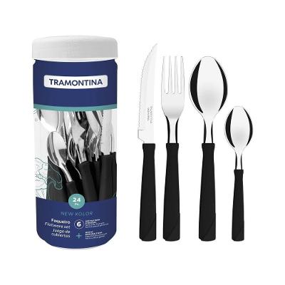 Faqueiro Tramontina New Kolor Com Lâminas Em Aço Inox Preto 24 Peças Tramontina