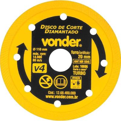 Disco De Corte Diamantado, 110 Mm, Turbo, V4, Vonder Ostenvonder