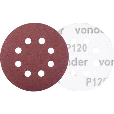 Disco De Lixa Com Costado Em Pluma 125 Mm, Grão 120, Com 8 Furos, Embalagem Com 10 Peças, Vonder Ostenvonder