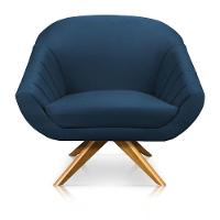 Kit 01 Namoradeira 02 Lugares E 01 Poltrona Giovana Suede Azul Marinho - 6