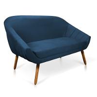 Kit 01 Namoradeira 02 Lugares E 01 Poltrona Giovana Suede Azul Marinho - 8