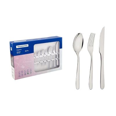 Faqueiro Tramontina Havaí Aço Inox Facas Para Churrasco Acabamento Brilho Com Detalhes 84 Peças Tramontina