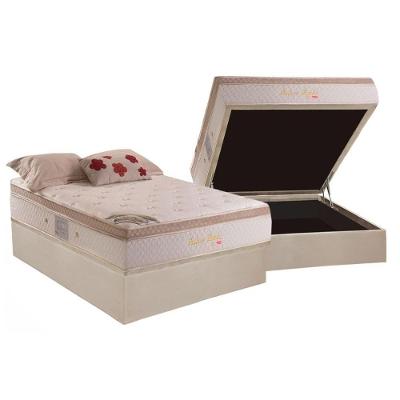 Cama Box Baú Casal: Colchão Molas MasterPocket Ensacadas Herval   Pallace Bambu Plus + Base CRC Suede Bege(138x188)