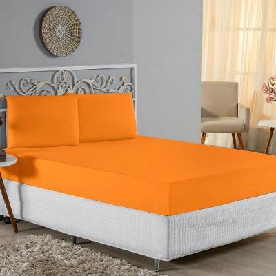 Jogo De Cama King Nobre 3 Peças Lençol Com Elástico De 30cm De Altura Malha 100% Algodão - Laranja