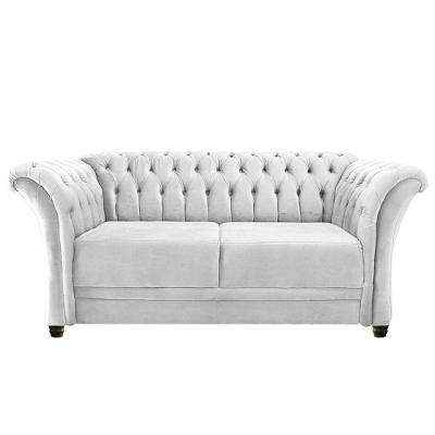 Namoradeira Chesterfield Sofia Suede Branco