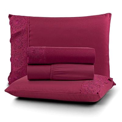 Jogo De Cama Nobless Casal Padrão 04 Peças 100% Poliéster - Bordo
