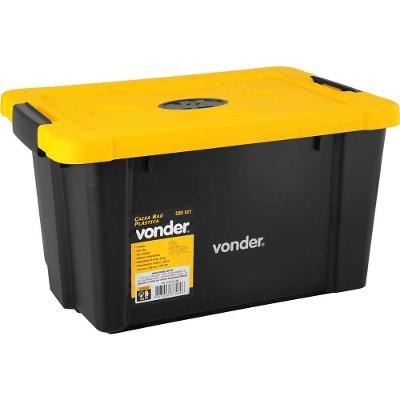 Caixa Plástica/baú, Preta E Amarela, Cbv 021, Vonder