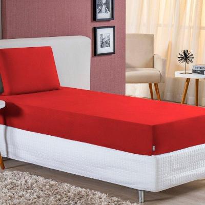 Jogo De Cama Solteiro Nobre 2 Peças Lençol Com Elástico De 30cm De Altura Malha 100% Algodão - Vermelho