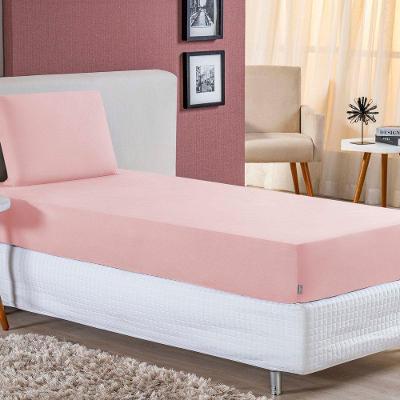 Jogo De Cama Solteiro Nobre 2 Peças Lençol Com Elástico De 30cm De Altura Malha 100% Algodão - Rosa