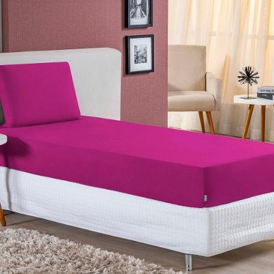 Jogo De Cama Solteiro Nobre 2 Peças Lençol Com Elástico De 30cm De Altura Malha 100% Algodão - Pink