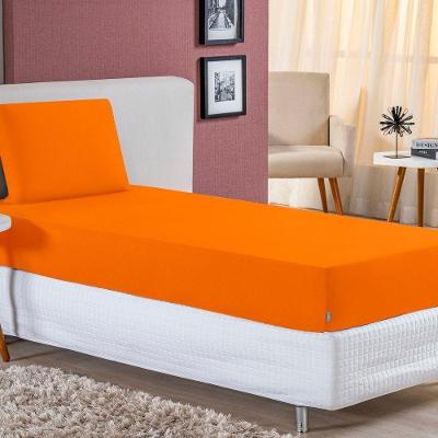 Jogo De Cama Solteiro Nobre 2 Peças Lençol Com Elástico De 30cm De Altura Malha 100% Algodão - Laranja
