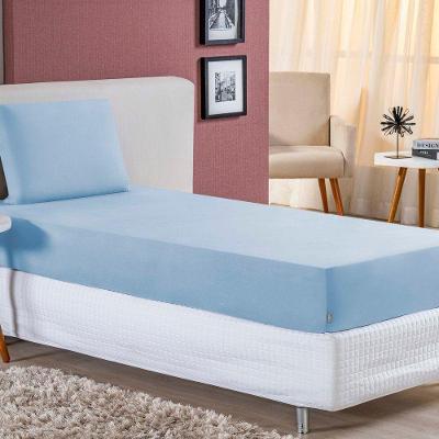 Jogo De Cama Solteiro Nobre 2 Peças Lençol Com Elástico De 30cm De Altura Malha 100% Algodão - Azul-bebê