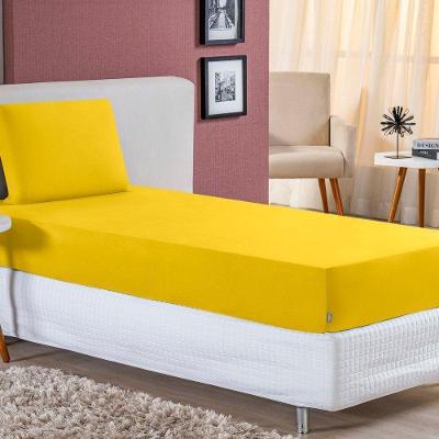 Jogo De Cama Solteiro Nobre 2 Peças Lençol Com Elástico De 30cm De Altura Malha 100% Algodão - Amarelo