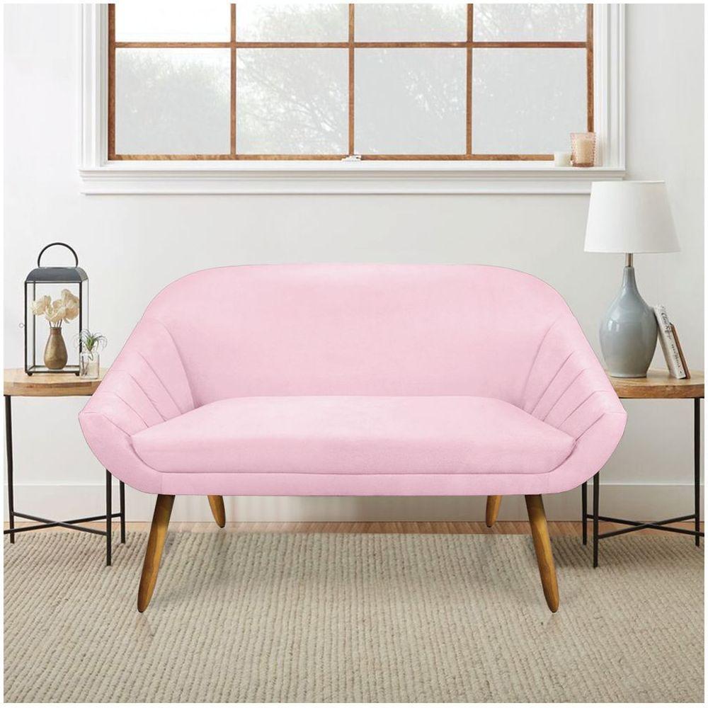 Kit 01 Namoradeira 02 Lugares E 01 Poltrona Giovana Suede Rosa Bebê - 7