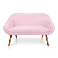 Kit 01 Namoradeira 02 Lugares E 01 Poltrona Giovana Suede Rosa Bebê