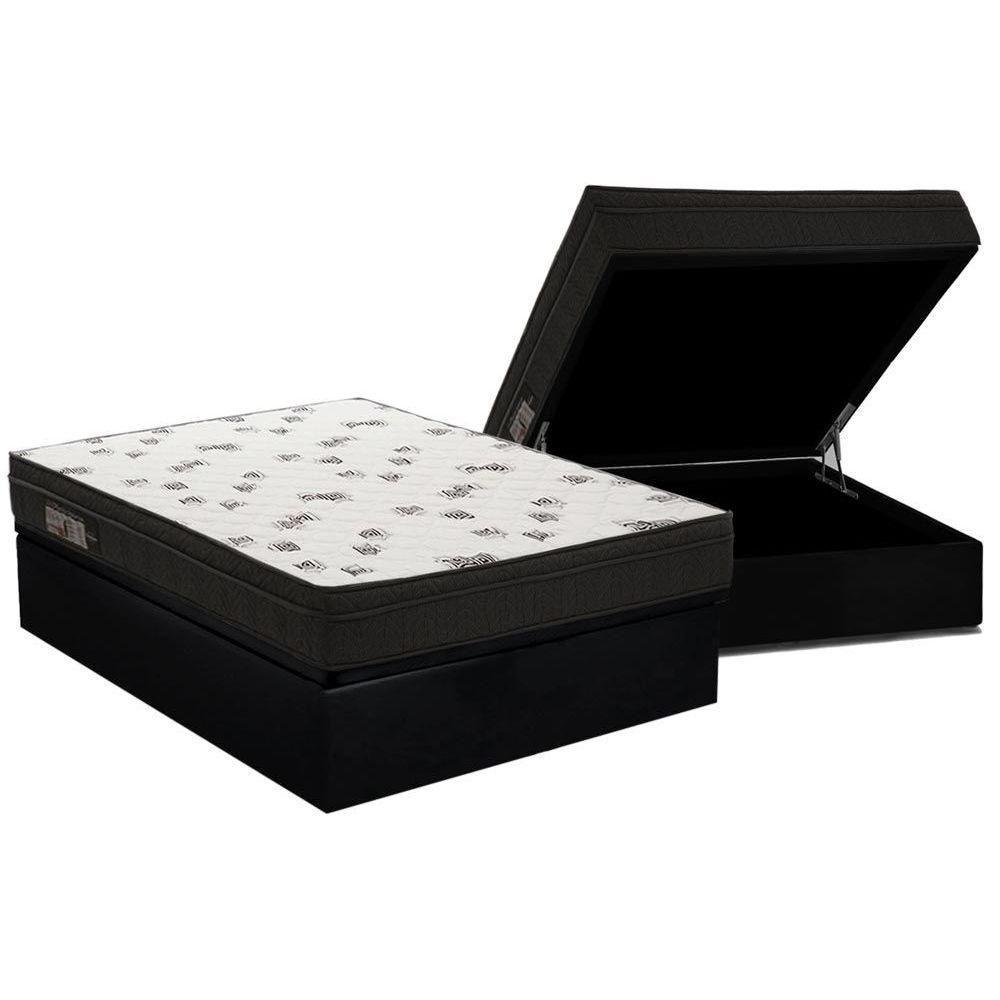 Cama Box Baú Casal: Colchão Espuma D45 Ortobom Light Saúde OrtoPillow + Base CRC Courano Black(138x188) - 1