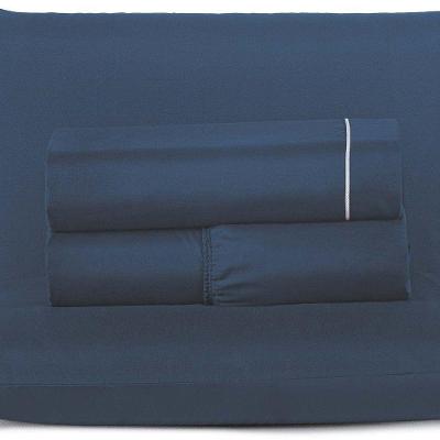 Jogo De Cama Top Line Casal Queen 4 Peças 180 Fios 100% Poliéster - Marinho