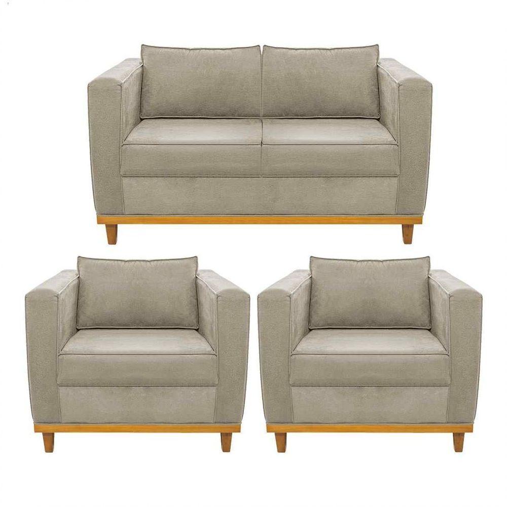 Kit Sofá 2 Lugares e 2 Poltronas Europa Corano Bege - 1