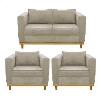 Kit Sofá 2 Lugares e 2 Poltronas Europa Corano Bege - 1