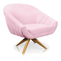 Kit 01 Namoradeira 02 Lugares E 02 Poltronas Giovana Suede Rosa Bebê