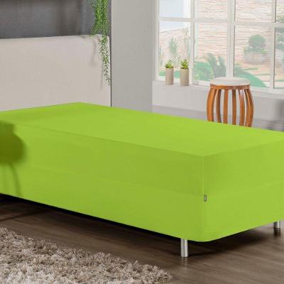 Jogo De Cama Solteiro Nobre 2 Peças Luva De Box 55cm De Altura Malha 100% Algodão - Pistache