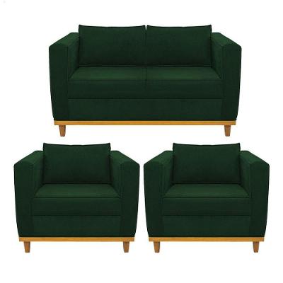 Kit Sofá 2 Lugares E 2 Poltronas Europa Suede Verde