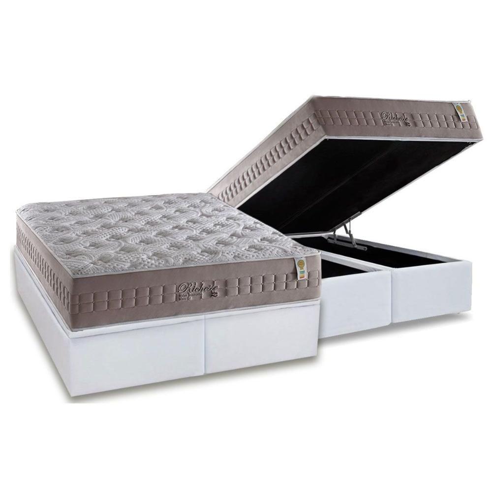 Cama Box Baú King: Colchão Molas Enadas Anjos Master Richesse + Base White(193X203) - 1