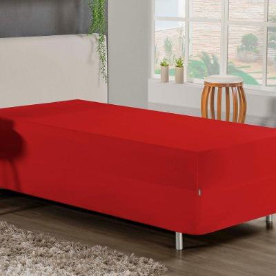Jogo De Cama Solteiro Nobre 2 Peças Luva De Box 55cm De Altura Malha 100% Algodão - Vermelho
