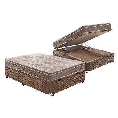 Cama Box Baú Casal Kit Colchão Ortopédico D33 Euro Pillow Suede Bege Paropas