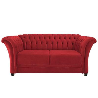 Namoradeira Chesterfield Sofia Suede Vermelho