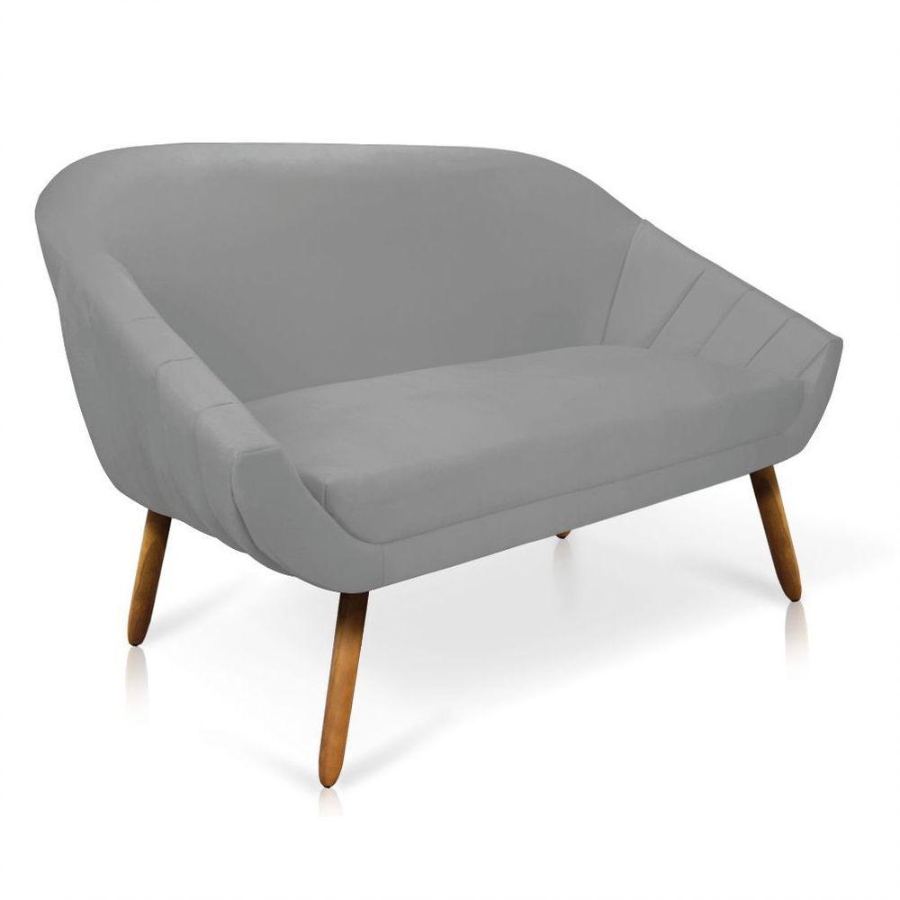 Kit 01 Namoradeira 02 Lugares E 02 Poltronas Giovana Suede Cinza - 8