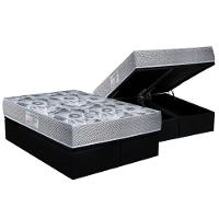 Cama Box Baú Queen: Colchão Anatômico Ortobom D28 / EP ISO 60 + Base CRC Suede Black(158x198) - 1