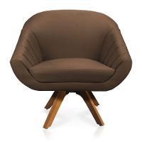 Kit 01 Namoradeira 02 Lugares E 02 Poltronas Giratória Giovana Suede Base Madeira Mm30 - D'rossi Marrom