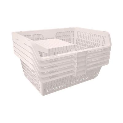 Conjunto 5 Cesto Expositor Medio Empilhável Branco Presto