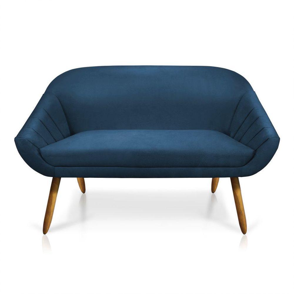 Kit 01 Namoradeira 02 Lugares E 02 Poltronas Giovana Suede Azul Marinho - 5