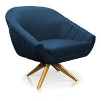 Kit 01 Namoradeira 02 Lugares E 02 Poltronas Giovana Suede Azul Marinho - 6