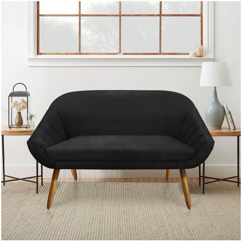 Kit 01 Namoradeira 02 Lugares E 02 Poltronas Giovana Suede Preto - 5