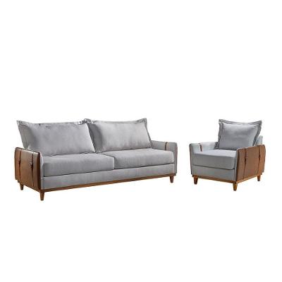 Conjunto Living 4 Lugares Sofá E Poltronas Dubai Móveis Mix Cinza