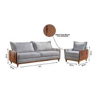 Conjunto Living 4 Lugares Sofá E Poltronas Dubai Móveis Mix Cinza - 5
