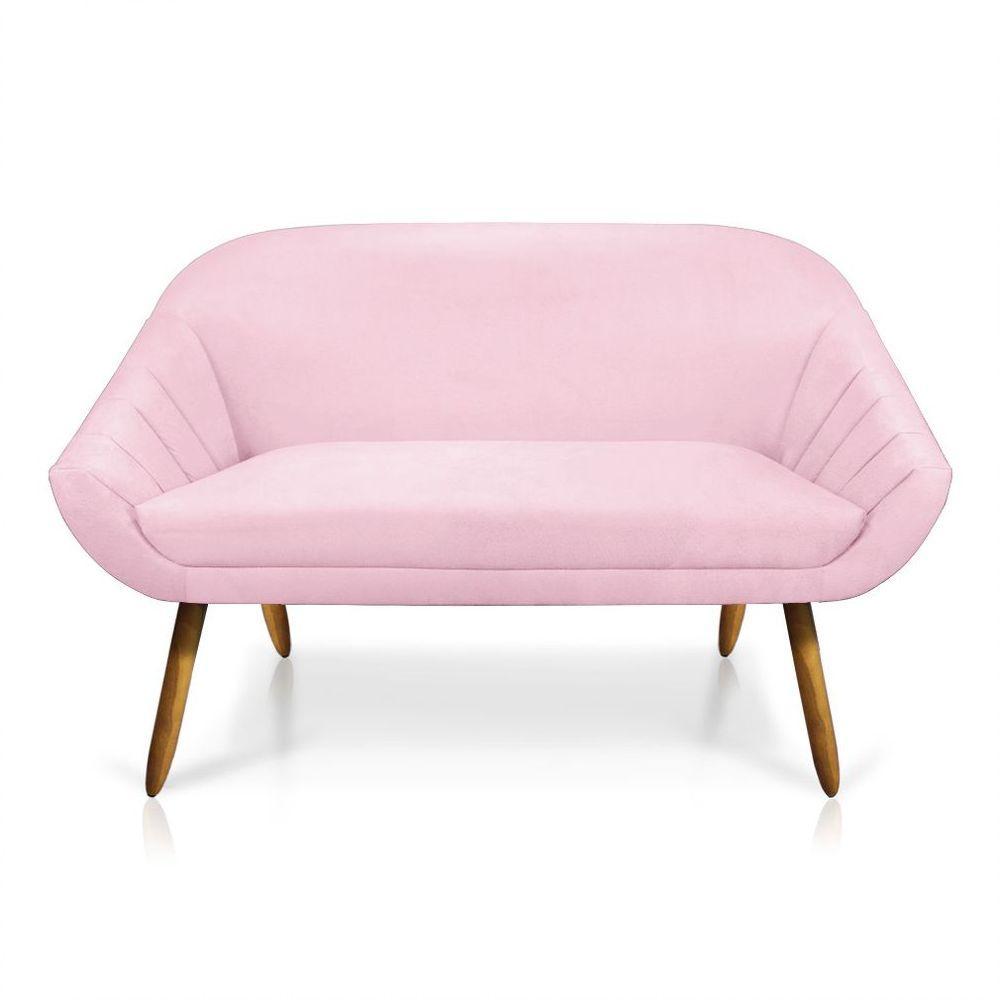 Kit 01 Namoradeira 02 Lugares E 02 Poltronas Giovana Suede Rosa Bebê - 8