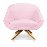 Kit 01 Namoradeira 02 Lugares E 02 Poltronas Giovana Suede Rosa Bebê - 5