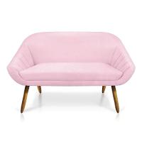 Kit 01 Namoradeira 02 Lugares E 02 Poltronas Giovana Suede Rosa Bebê - 8