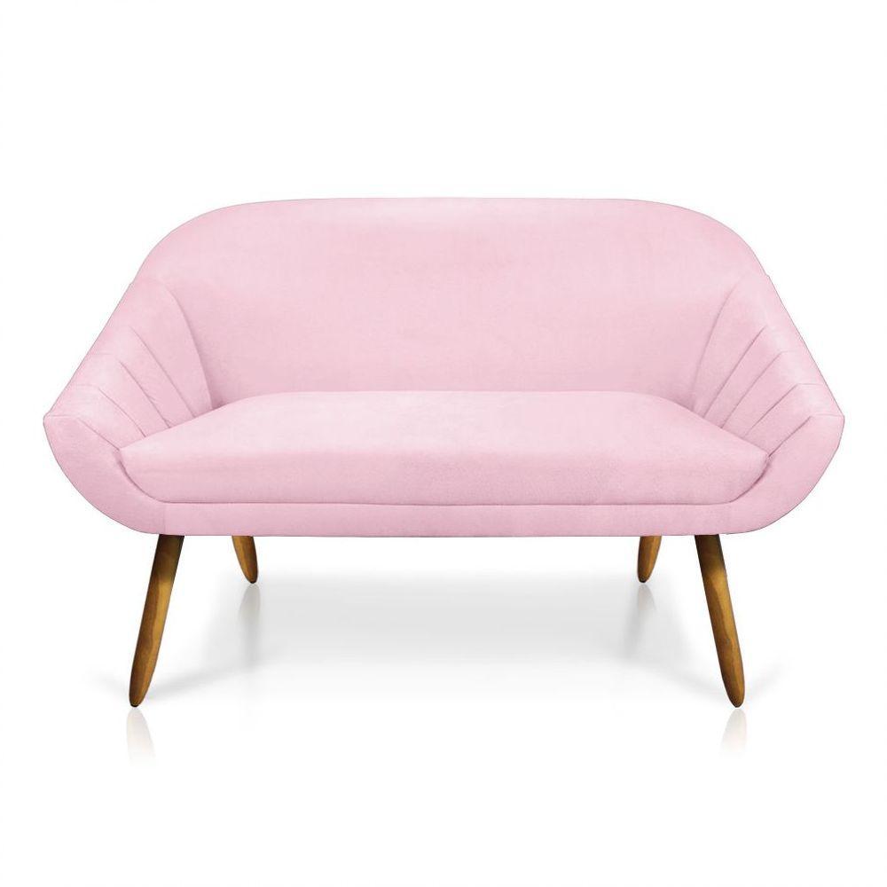 Kit 01 Namoradeira 02 Lugares E 02 Poltronas Giovana Suede Rosa Bebê - 4
