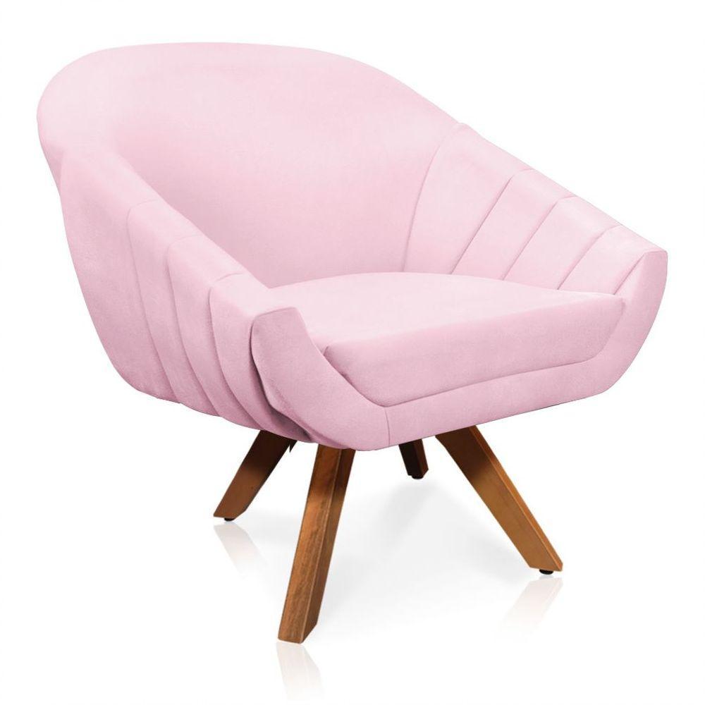 Kit 01 Namoradeira 02 Lugares E 02 Poltronas Giovana Suede Rosa Bebê - 5