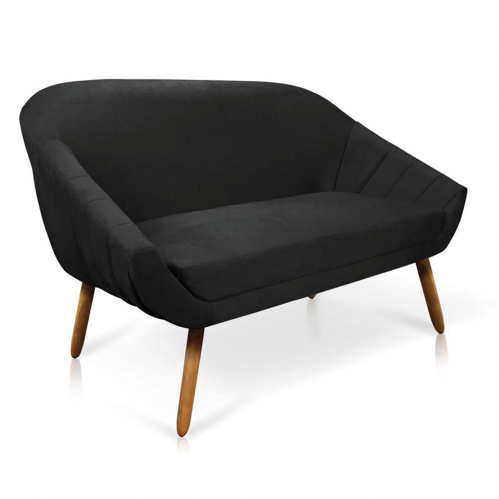 Kit 01 Namoradeira 02 Lugares E 01 Poltrona Giovana Suede Preto - 7