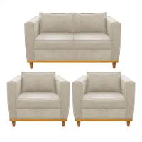 Kit Sofá 2 Lugares E 2 Poltronas Europa Suede Bege - 1