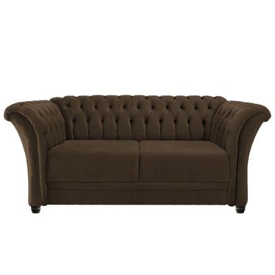 Namoradeira Chesterfield Sofia Suede Marrom