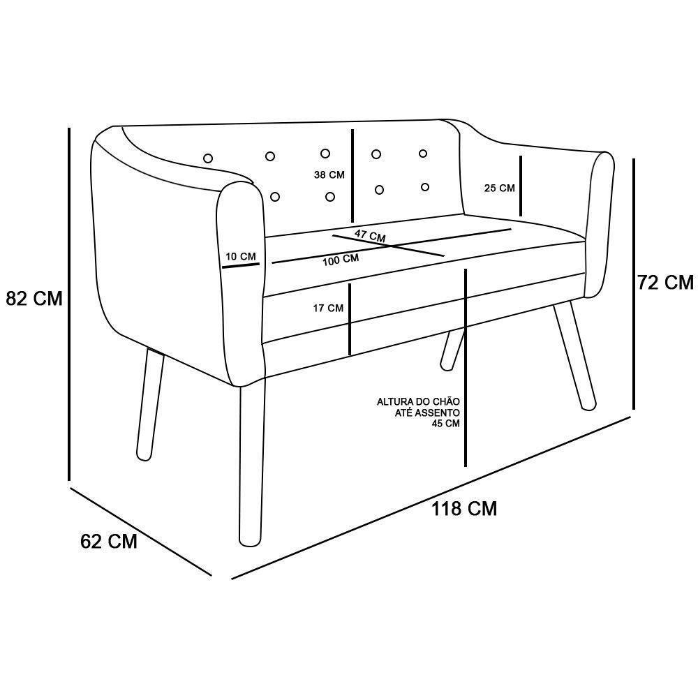 Namoradeira Julia 2 Lugares Suede Verde - D'rossi - 2