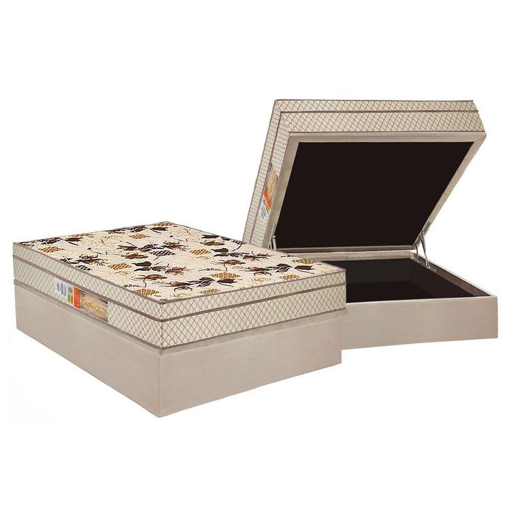 Cama Box Baú Casal: Colchão Anatômico Polar D28 / EP Orthoface Firme + Base CRC Suede Clean(138x188) - 1